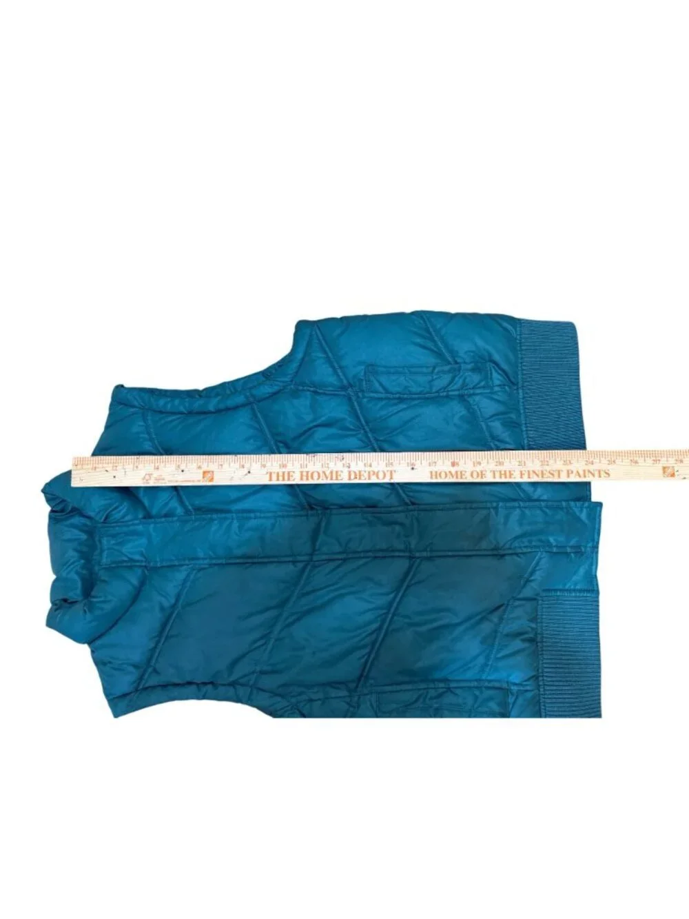 Y2K Chevron Quilted Puffer Vest Retro Cabin Preppy Dad Aesthetic Teal Mens Large